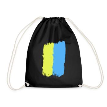 Yellow-blue line through the middle - Drawstring Bag - black - Front