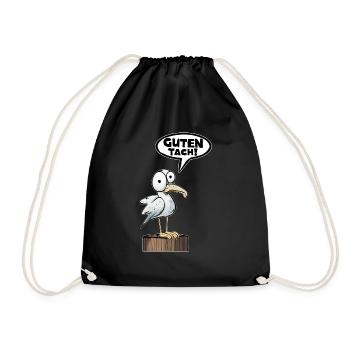 Guten Tach Guten Hallo Lustiger Spruch Witzig - Drawstring Bag - black - Front