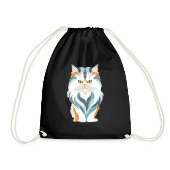 Cat Vector Art with Vibrant Colour Illustration - Drawstring Bag - black - Front
