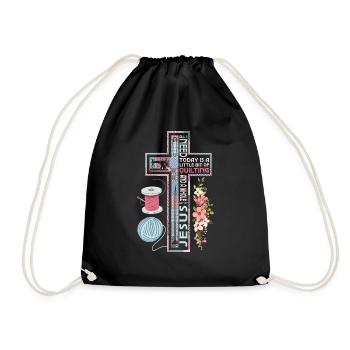 All I Need Today Is A Little Bit Of Quilting Quilt - Drawstring Bag - black - Front