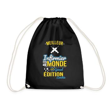 World's Best Nurse - 100% Awesome - Drawstring Bag - black - Front