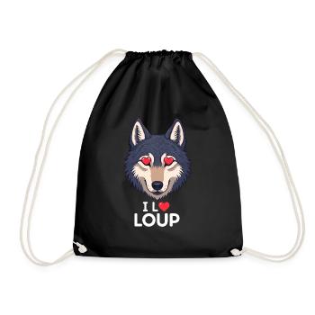 Ich liebe Wolf - Turnbeutel - Schwarz - Vorne