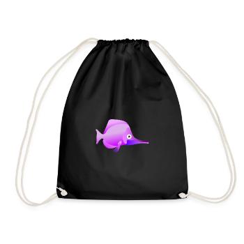 Purple Zebrasoma - Drawstring Bag - black - Front