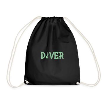 Tauchen Diver Diving - Turnbeutel - Schwarz - Vorne