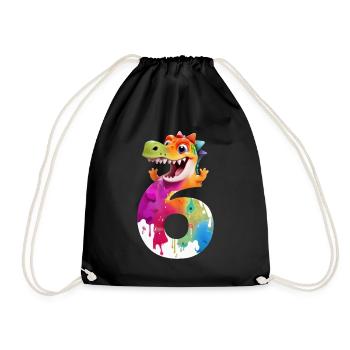 NUMÉRO 6 ANNÉES DINOSAURE 6ÈME ANNIVERSAIRE DINO - Sac de sport léger - noir - Devant