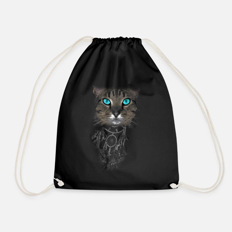Chat Yeux bleus Attrape-rêves - Sac de sport léger - noir