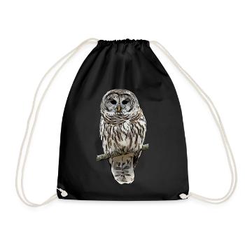 Owl owl bird animal motif print - Drawstring Bag - black - Front