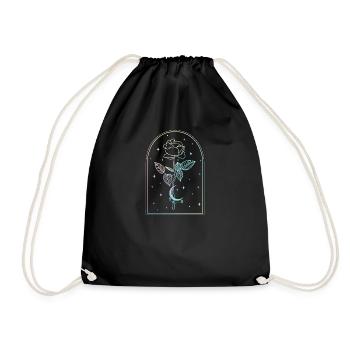Crescent Moon Rose Occult Witchcraft Wicca Pastel - Drawstring Bag - black - Front