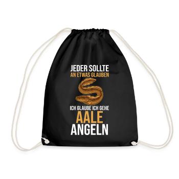 Angeln Angler Fischer Aal - Turnbeutel - Schwarz - Vorne