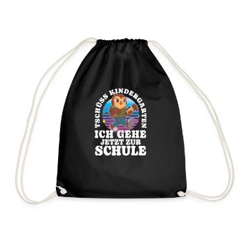 Einschulung 08 Zeichenfläche 16 - Turnbeutel - Schwarz - Vorne