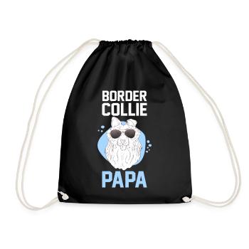 Hund Border Collie Papa - Turnbeutel - Schwarz - Vorne