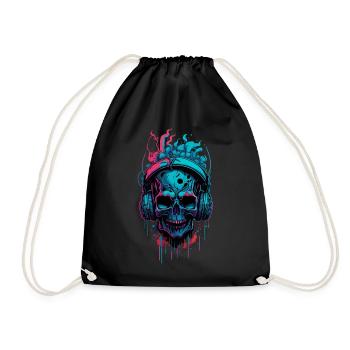 Graffiti Headphone Skull - Turnbeutel - Schwarz - Vorne