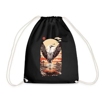 Crane Ukiyo-E Tradition Japan & Beauty - Drawstring Bag - black - Front