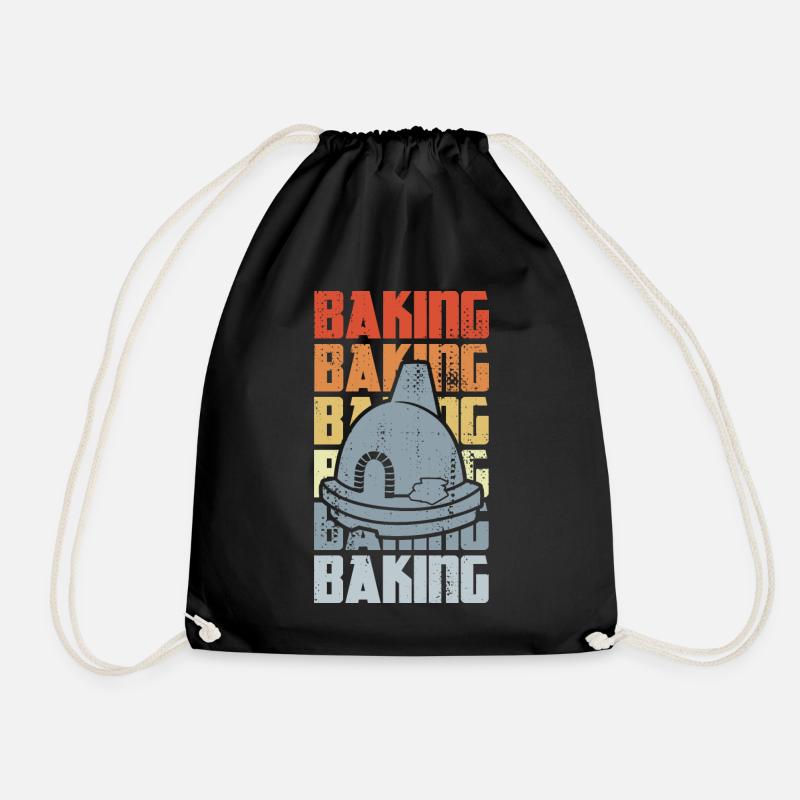 Retro Baking - Drawstring Bag - black