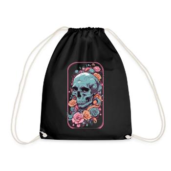 Ästhetisches Gothic Skull Rosen Okkult Design - Turnbeutel - Schwarz - Vorne