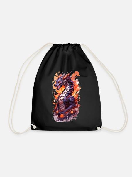dragon fire manga anime japan - Drawstring Bag - black
