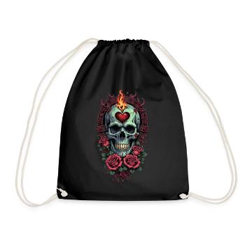 Skull in Love - Turnbeutel - Schwarz - Vorne