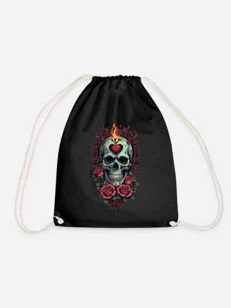 Skull in Love - Turnbeutel - Schwarz