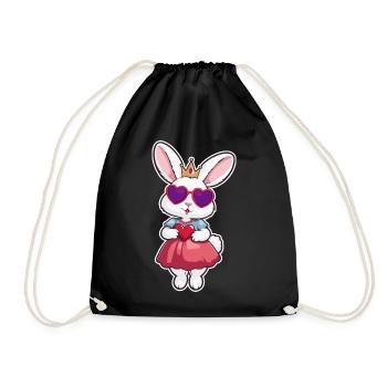 Prinzessin Hase mit Herz Krone - Turnbeutel - Schwarz - Vorne