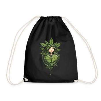 Heart For Plants Streetwear Hemp Leaf Design - Drawstring Bag - black - Front
