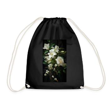 White Lilies Renaissance Design - Drawstring Bag - black - Front
