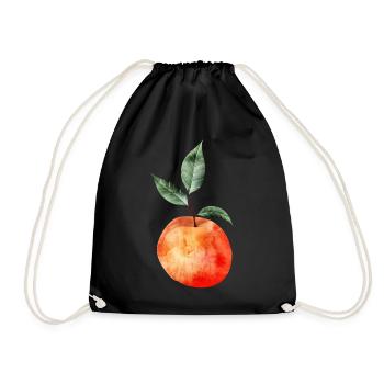 leuchtender Pfirsich mit Blätter Illustration - Turnbeutel - Schwarz - Vorne