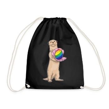 Otter Easter Rainbow - Drawstring Bag - black - Front