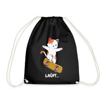 Skate Katze Läuft bei dir - Turnbeutel - Schwarz - Vorne