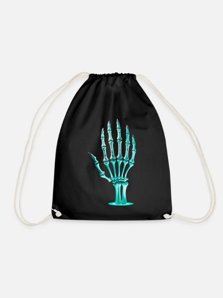 Halloween Skeleton Hand - Drawstring Bag - black