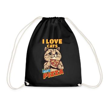 Chat J’Aime Les Chats Et La Pizza Drôle Drôle Humour - Sac de sport léger - noir - Devant