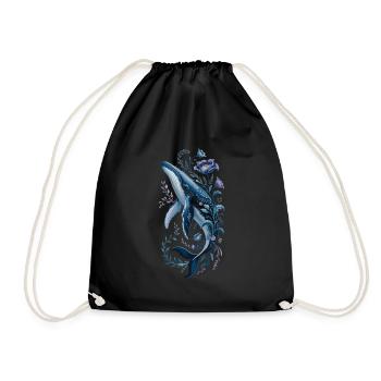 Baleine : Splendeur florale de la mer - Sac de sport léger - noir - Devant