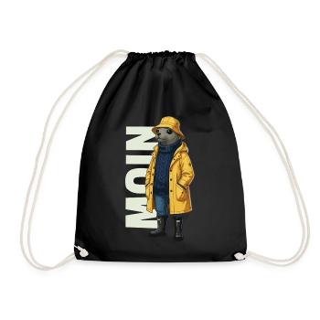 Seal Moin – Raincoat Design - Drawstring Bag - black - Front