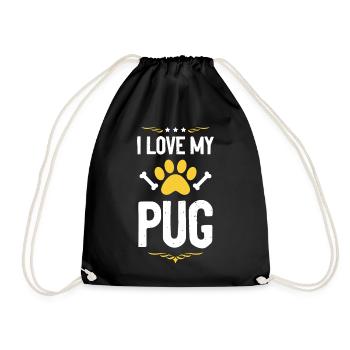 Ich liebe meinen Pug - Turnbeutel - Schwarz - Vorne