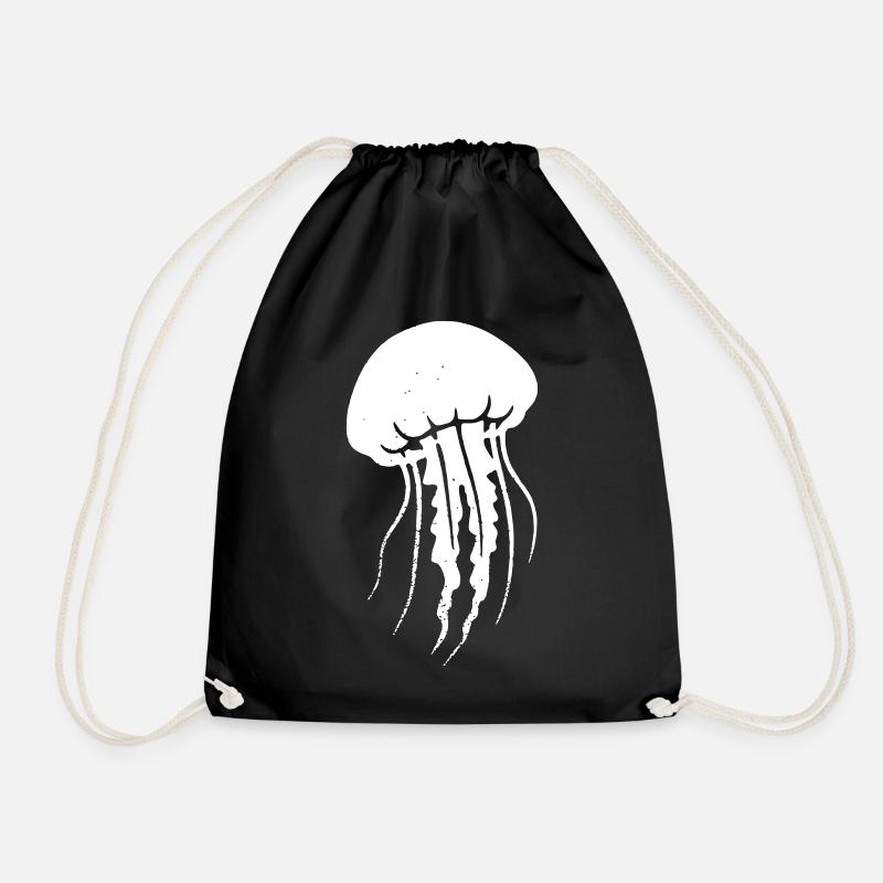 Jellyfish Jellyfish Ocean Vintage Vector - Drawstring Bag - black