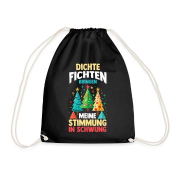 Weihnachtsmann Fichten Weihnachtsbaum Weihnachten - Turnbeutel - Schwarz - Vorne