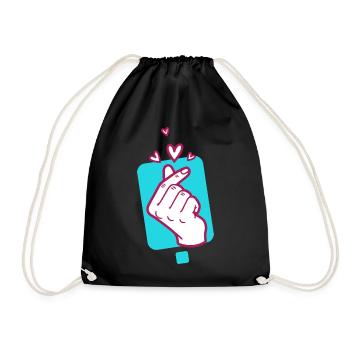 Kpop Koreanisch Finger Herz Niedlich Koreanische Pop-Liebe - Turnbeutel - Schwarz - Vorne