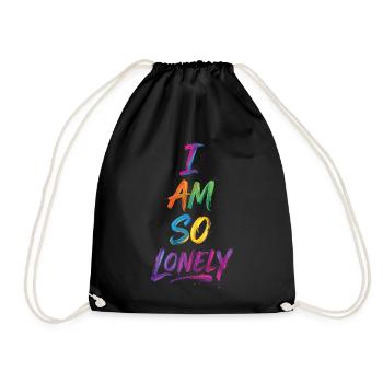I Am So Lonely Say Colorful Text Painting Print - Drawstring Bag - black - Front