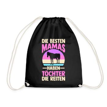 Reiten Mama Mutter Pferdeliebhaber Reiterhof Pferd - Turnbeutel - Schwarz - Vorne