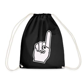 Fan Hand Zeigefinger Icon - Turnbeutel - Schwarz - Vorne