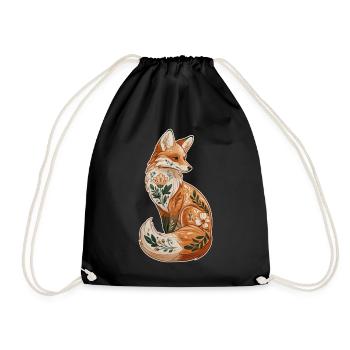 Fox decorative - Drawstring Bag - black - Front