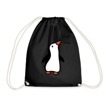 Penguin looks up 3 - Drawstring Bag - black - Front