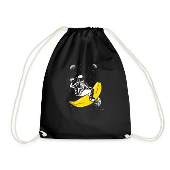 Funny Astronaut Banana Space Space Stars - Drawstring Bag - black - Front