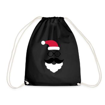 Hipster Weihnachtsmann - Turnbeutel - Schwarz - Vorne