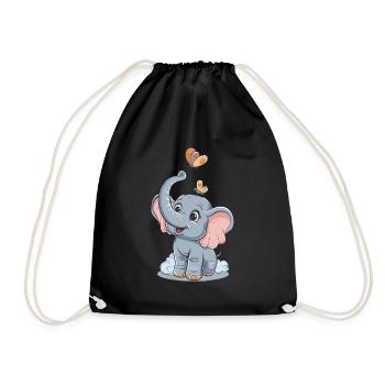 Niedlicher Elefant für Kinder für Kinder - Turnbeutel - Schwarz - Vorne