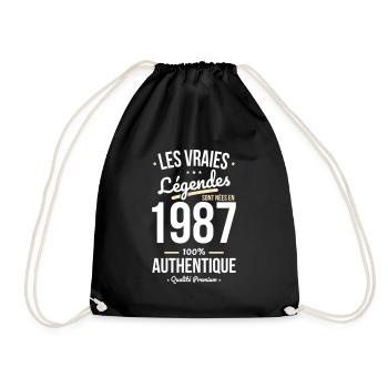 Anniversaire 35 ans - Légendes sont nées en 1987 - Sac de sport léger - noir - Devant
