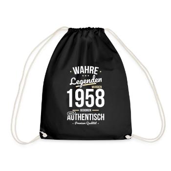 65. Geburtstag - Legenden wurden 1958 - Turnbeutel - Schwarz - Vorne