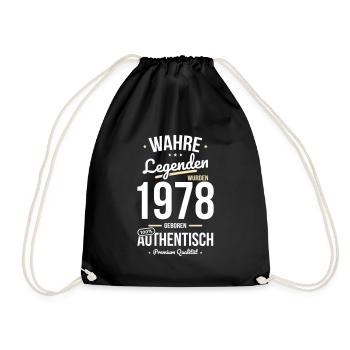 45. Geburtstag - Legenden wurden 1978 - Turnbeutel - Schwarz - Vorne