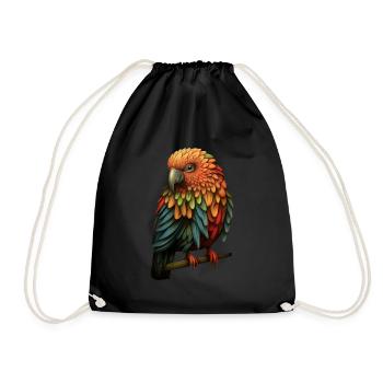 Colorful parrot bird - Drawstring Bag - black - Front