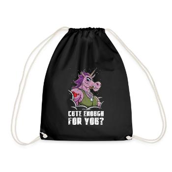 Cute Enough For You? Hartes Einhorn mit Muskeln - Turnbeutel - Schwarz - Vorne