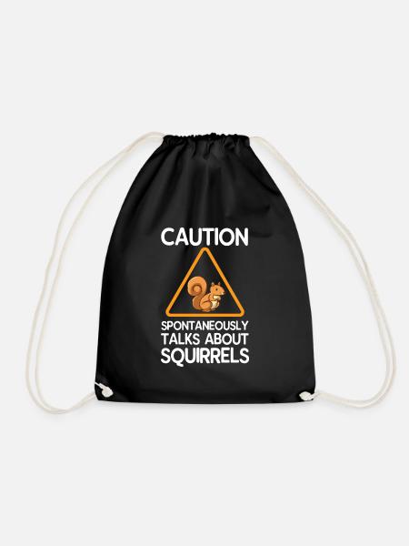 squirrel - Drawstring Bag - black